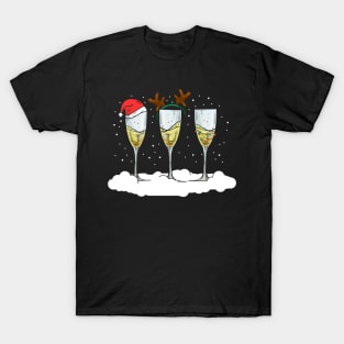 Funny Christmas Men Women Champagne Ugly Christmas T-Shirt